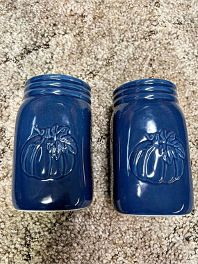 Blue Pumpkin Jars Set of 2